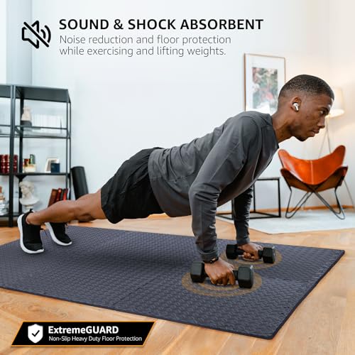 24 Pack, 96 SQFT 1/2" Extra Thick Floor Exercise Mat for Home Gym or Floor Padding for Kids - High-Density EVA Interlocking Foam Floor Tiles for Gym Equipment, Play Area - Yoga, Cardio, Weights, MMA