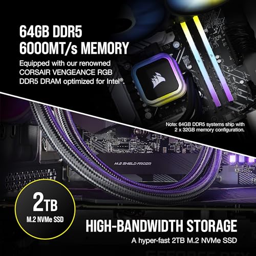 Corsair Vengeance i7500 Series Gaming PC - Liquid Cooled Intel Core i9 14900KF CPU - NVIDIA GeForce RTX 4090 GPU - 64GB Vengeance RGB DDR5 Memory - 2TB M.2 SSD - Black