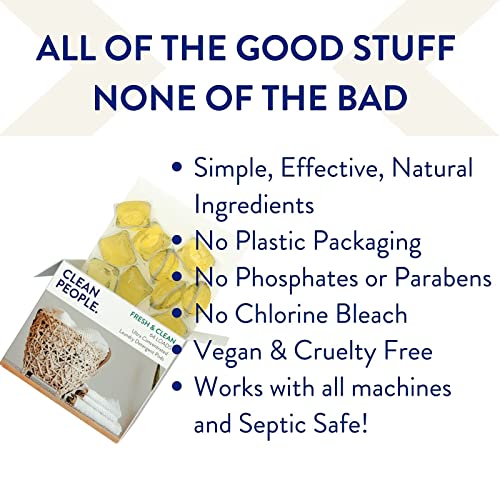 Clean People Laundry Detergent Pods - Hypoallergenic Laundry Pods - Ultra Concentrated, Recyclable Packaging, Stain Fighting - Fresh Scent, 96 Pack