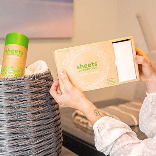Sheets Laundry Club - US Veteran Owned Company -Laundry Detergent (Up to 100 Loads) 50 Laundry Sheets- Fresh Linen Scent - New Liquid-Less Technology - Lightweight - Easy To Use -