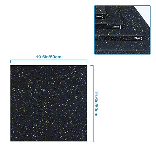 MYOYAY 25MM 4PCS Eco-Sports Interlocking Tiles 20"x20"x1” Thick Interlocking Rubber Gym Flooring Eco-Sport Rubber Floor Tiles Gym Rubber Flooring Mats Heavy Duty Rubber Exercise Equipment Mats