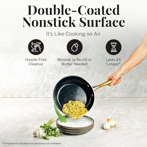 Gotham Steel 15 Pc Ceramic Pots and Pans Set Non Stick, Kitchen Cookware Sets, Pot and Pan Set, Ceramic Cookware Set, Non Toxic Cookware Set, Non Stick Pots and Pan Set, Dishwasher Safe - Black Gold