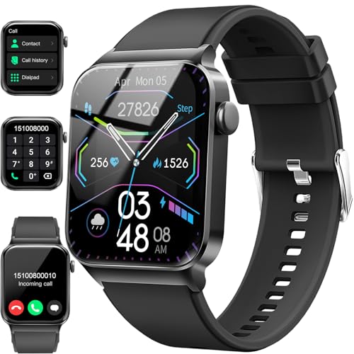 Smart Watch for Men Women, 1.85" Smartwatch (Answer/Make Call), IP68 Waterproof Fitness Tracker, 100+ Sport Modes, Heart Rate and Sleep Monitor, Pedometer, Smartwatches for Android iOS, Deep Black