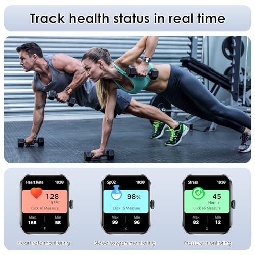 IOWODO Smart Watch(Answer/Make Call), 1.85" Smartwatch for Men Women, 100+ Sport Modes, Pedometer, IP68 Waterproof Fitness Tracker, Heart Rate/Sleep Monitor, Smart Watches for Android & iOS (2 Straps)