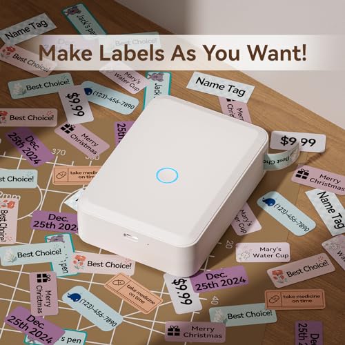 NIIMBOT D110 Label Maker Machine with Tape, Small Thermal Sticker Printer with 0.59''x1.18'' Labels, Portable Bluetooth Connection, Monochrome