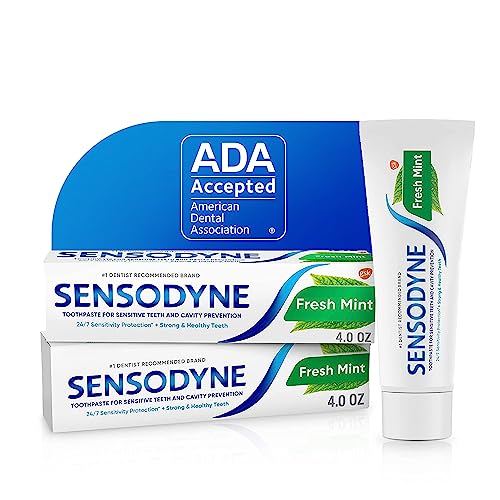 Sensodyne Toothpaste & Polident Denture Cleanser Tablets Bundle - Fresh Mint Sensitive Teeth Cavity Prevention Treatment & 120 Count Oral Appliance Cleaner