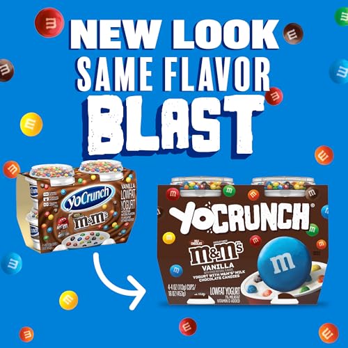 YoCrunch Low Fat Vanilla Yogurt with M&Ms, 4 oz, 4 Pack