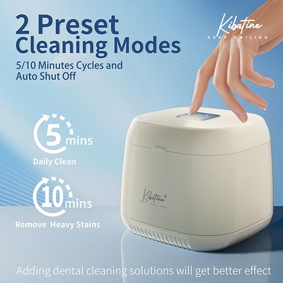 Ultrasonic Retainer Cleaner with UV 45KHz for Denture, Aligner, Retainer, Mouth Guard, Whitening Tray, Ultrasonic Denture Cleaner Machine for All Dental Appliances Blue 200ML