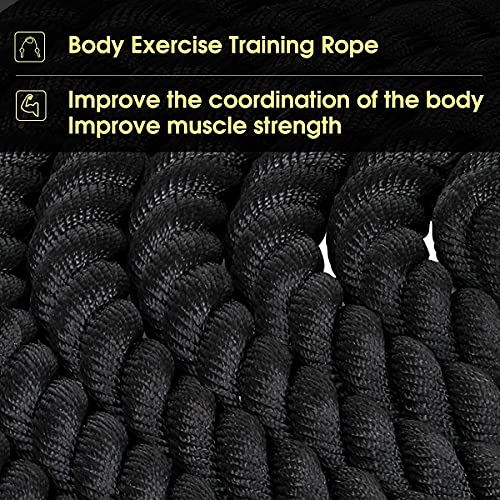 Battle Ropes 1.5 inch 30 ft - Polyester Workout Rope Heavy for Home Body Workouts Building Muscle, Black