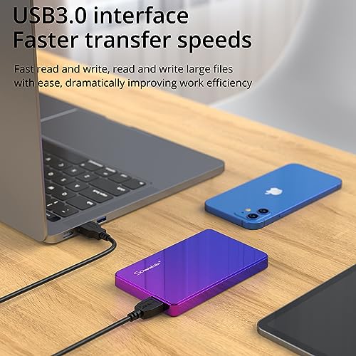 Somnambulist 1TB Portable External Hard Drive USB3.0 Ultra Slim HDD Storage Compatible for PC, Desktop, Laptop, Game Console, PS4 （Blue Purple Gradient） YD0002 1TB External HDD