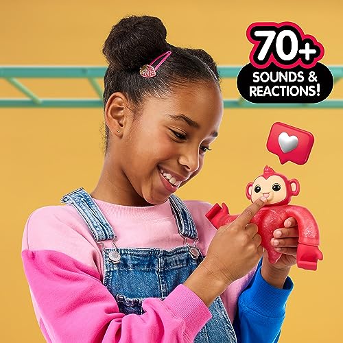 Little Live Pets Hug n' Hang Zoogooz - Mookie Monkey. an Interactive Electronic Squishy Stretchy Toy Pet with 70+ Sounds & Reactions. Stretch, Squish & Link Their Hands Medium