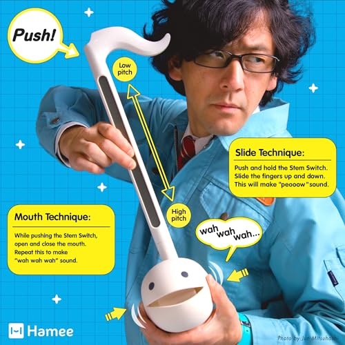 Otamatone Deluxe Electronic Musical Instrument for Adults Portable Synthesizer Digital Electric Music from Japan by Cube/Maywa Denki Cool Stuff Gifts, Blue [English Manual]