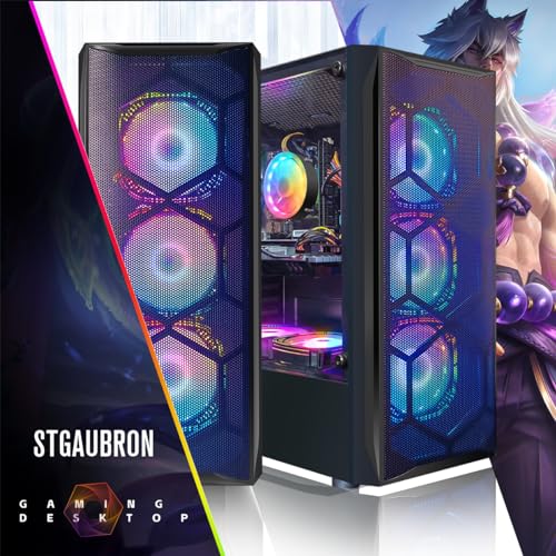 STGAubron Gaming Desktop PC Computer,Intel Core I7 3.4 GHz up to 3.9 GHz,Radeon RX 580 8G GDDR5,16G RAM,512G SSD,WiFi,Bluetooth 5.0,RGB Fanx6,RGB Keyboard&Mouse&Mouse Pad,RGB BT Sound Bar,W10H64