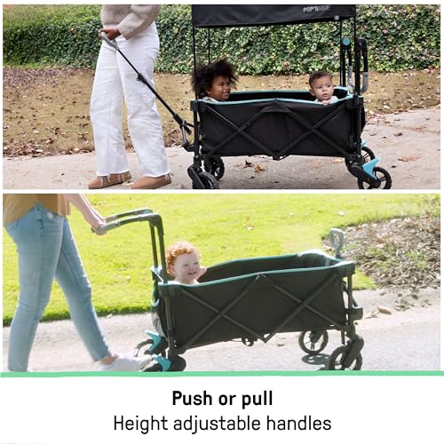 Summer by Ingenuity Pop 'N Ride Lightweight Stroller Wagon - Face-to-Face Seats for 2 with 3-Point Harnesses & Sun Canopy