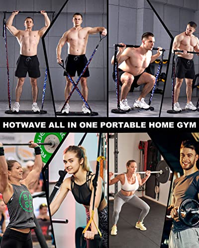 HOTWAVE Portable Exercise Equipment with 16 Gym Accessories.20 in 1 Push Up Board Fitness,Resistance Bands with Ab Roller Wheel,Home Workout for Men