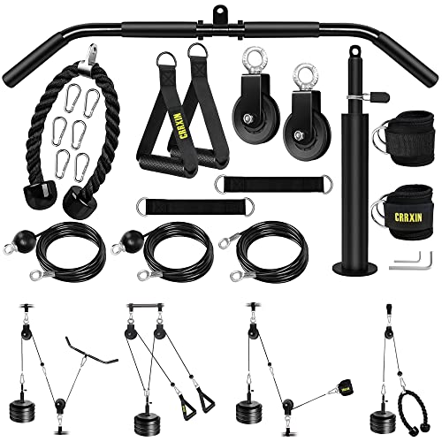 Weight Cable Pulley System Gym, Upgraded Fitness LAT and Lift Pulley System Attachments for LAT Pull Down, Biceps Curl Workout, Tricep, Arm and Leg Exercise Home Gym Equipment. (Gravity Pulley Set)