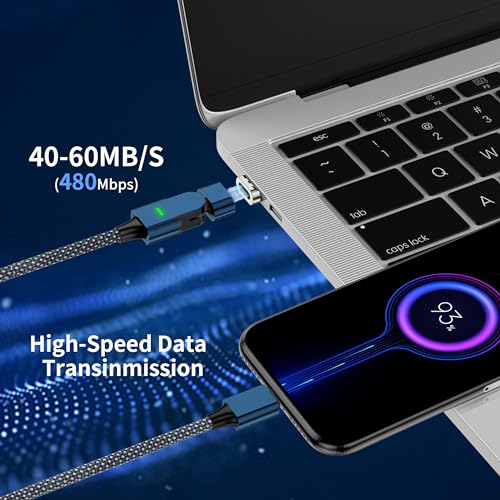 Magnetic Phone Charging Cable, 180° Rotatable Magnetic USB C Charger Cable Nylon Braided Cable - PD 100w 5A Magnetic Charging Cable - for iPhone 15/14/13 Series, MacBook Pro(6.6ft) 3pcs