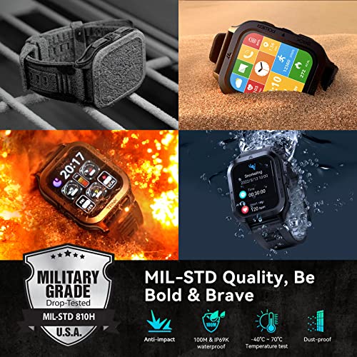 AMAZTIM Smart Watch, 60 Days Extra-Long Battery, 50M Waterproof, Rugged Military Bluetooth Call(Answer/Dial Calls),1.85" Ultra Large HD Display, AI Voice Assistant,Compatible for Android and iOS