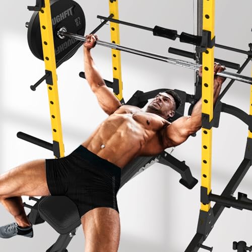 2024 Upgraded T2 Power Cage Muti-Function Power Rack with Lat Pulldown System Squat Rack with Weights and Bar Set for Home Gym with Unique Training Attachment
