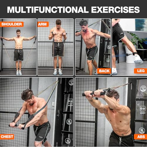 Heavy Resistance Bands Set, 300LB Workout Bands for Man with 4 Upgrade Rubber Handles, Fitness Bands for Working Out,Weight Bands for Muscle Training, Strength, Slim, Yoga,Home Gym Equipment