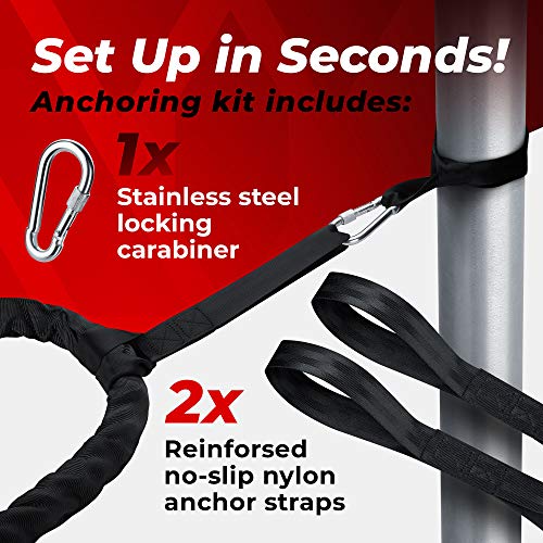 Poly Dacron Weighted Battle Ropes for Home Gym– Indoor/Outdoor Workout Rope with Sleeve, Heat-Shrink Handles, & Anchor Kit – Exercise Rope for Training/Fitness/Boxing, Army Battle Rope