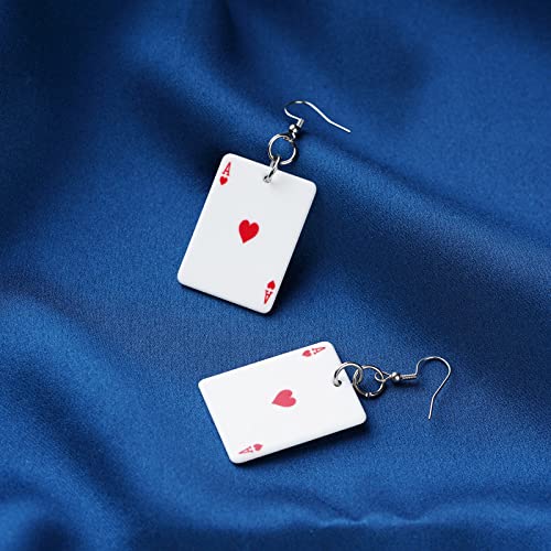 Playing Card Earrings Poker Drop Earrings Charms Fashion Leisure Casino Games Style Hip Hop Jewellery Earring for Women Girls Party 1Pair