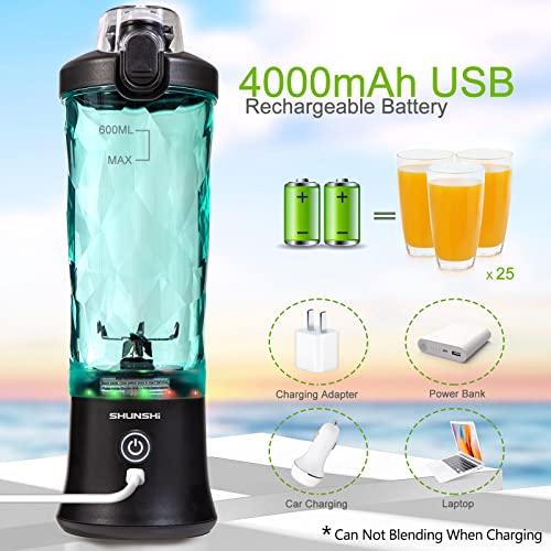 Portable Blender 20 Oz, Personal Size Blender for Shakes and Smoothies with 6 Blades, Mini Small Smoothie Blender Bottles for Kitchen, Home, Travel (Black)