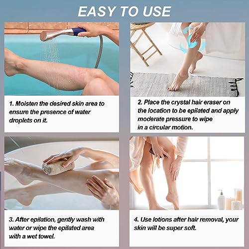 Crystal Hair Eraser, Reusable Hair Removal Pattern Design Painless Exfoliation Hair Removal Device, Portable Magic Hair Eraser for Back Arms Legs, Women and Men (Bright Blue)