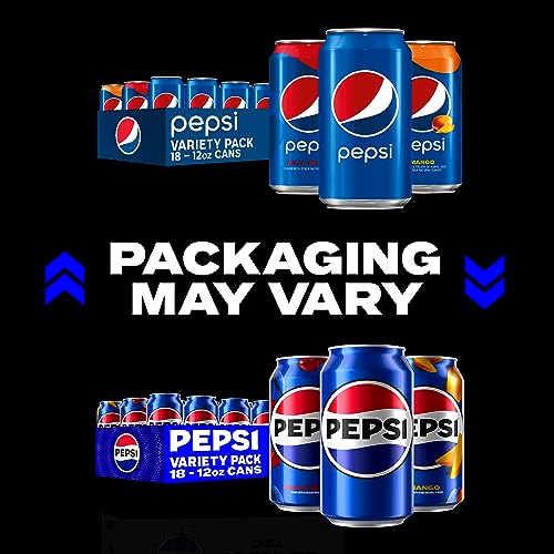 Pepsi Flavors Variety Pack, Wild Cherry, Mango, Original, 12 Ounce Cans (18 Pack)