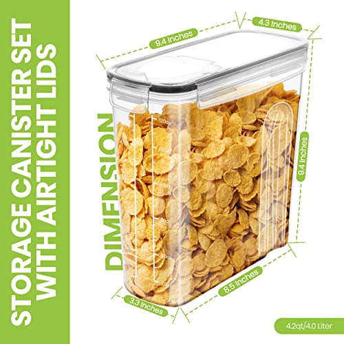 Utopia Kitchen Cereal Containers Storage - 4 Pack Airtight Food Storage Containers & Cereal Dispenser For Pantry Organization And Storage - Canister Sets For Kitchen Counter