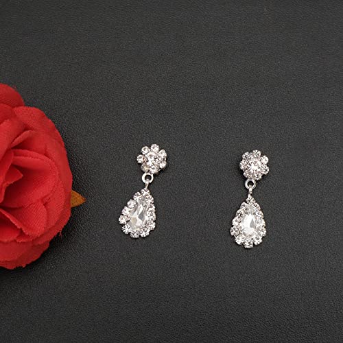 Bride Crystal Necklace Earrings Bracelets Set Bridal Wedding Jewelry Sets Bride Bridesmaid Prom Costume Jewelry Set for Women Girls