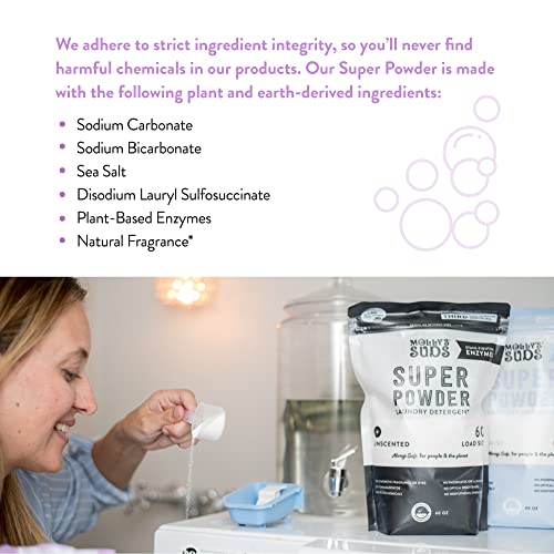 Molly's Suds Super Powder Detergent | Natural Extra Strength Laundry Soap, Stain Fighting | Sensitive Skin | Earth Derived Ingredients | Lavender, 60 Loads