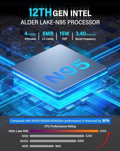 KAMRUI GK3 Plus Mini PC 16GB RAM 512GB M.2 SSD,12th Alder Lake N95 (up to 3.4GHz) Micro PC, 2.5''SSD, Gigabit Ethernet, 4K UHD, WiFi, BT, VESA/Home/Business Mini Desktop Computer