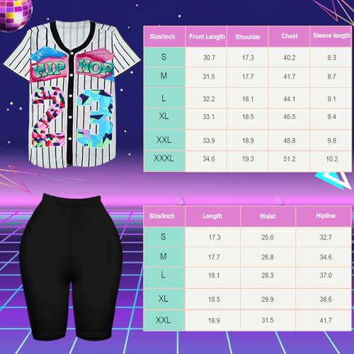 WILDPARTY 80s 90s Outfit for Women, Unisex Hip Hop Costume Baseball Jersey Shirt Yoga Pants Rapper Accessories