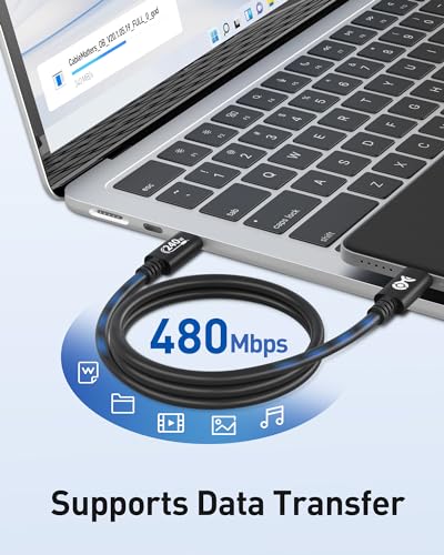 Cable Matters [USB-IF Certified 240W USB C Cable 3.3 ft in Black for MacBook Pro, iPad Pro, iPhone 15 Pro, Apple Vision Pro (140W USB C Charger Cable, USB C Charging Cable, USB 2.0, No Video)