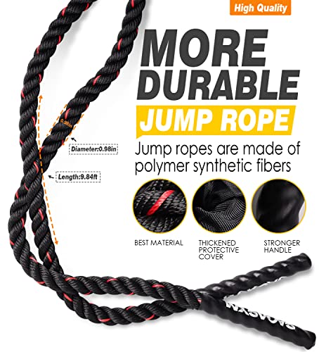Weighted Jump Rope for Fitness - 9.8ft Heavy Battle Ropes for Exercise, 3LB Workout Rope for Women & Men, Skipping Rope For Gym Training, Home Workout