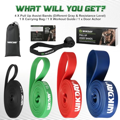 Resistance Bands, Pull Up Bands, Workout Bands for Exercise, Thick Heavy Resistance Band Set with Door Anchor, Elastic Bands for Body Stretching, Crossfit Training at Home/Gym for Men & Women