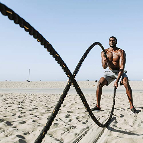 ZENY Exercise Battle Rope 1.5/2 Inch Diameter 30ft/40ft/50ft Length Poly Dacron Workout Exercise Training Rope Core Strength Muscles Building Conditioning Rope Home Gym Equipment