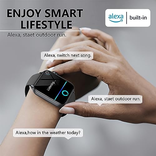 Smart Watch for Men and Women - Alexa Built-in Smartwatch with Heart Rate, Sleep and Blood Oxygen Monitor,24/7 Heart Rate Auto Image Correction, Portable Smartwatch Dynaudio Speakers (Black)