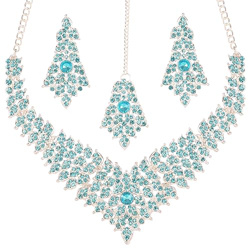Touchstone Indian Bollywood Tinsel Town Traditional Western Taste Studded Diamond Look Rhinestones Designer Bridal Jewelry Necklace Set For Women