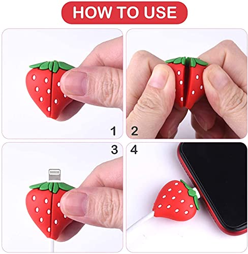 21 Piece USB Charger Protector, Suitable for iPhone iPad Cable, Fruit bite Charging Protector and Cable Holder, Charging Cable Protector, Mobile Phone Accessory Cable Partner