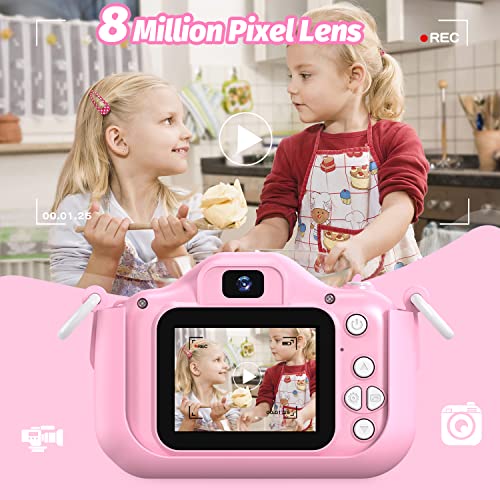Kids Camera for Girls, Kids Selfie Camera 3-12 Years Old Girls Christmas Birthday Gift for Girls, Little Girls Toys for 3 4 5 6 7 8 9 Years Old. (Pink)
