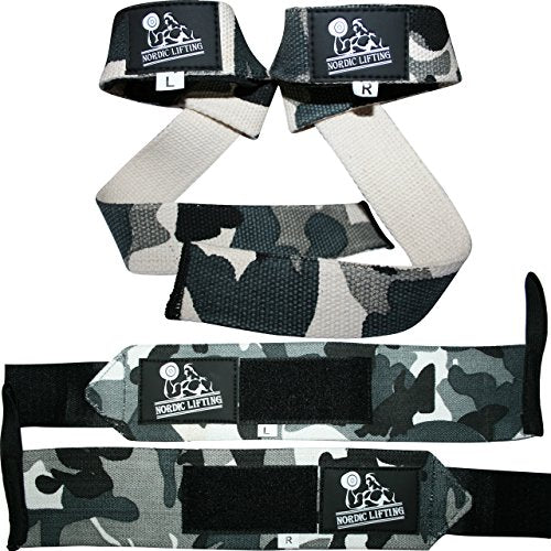 Wrist Wraps + Lifting Straps Bundle (2 Pairs) for Weightlifting, Cross Training, Workout, Gym, Powerlifting, Bodybuilding - Support for Men/Women, Avoid Injury During Weight Lifting