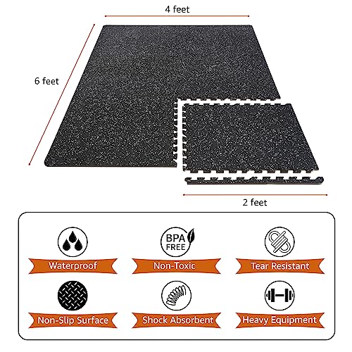 Sivan Fitness 1/2" Thick Rubber Top High-Density EVA Foam Gym Flooring for Home Gym - 48 Sq Ft Exercise Mat Tiles for Workout, Yoga, MMA, Heavy Exercise Equipment Mat - 12 Interlocking Gym Floor Mat