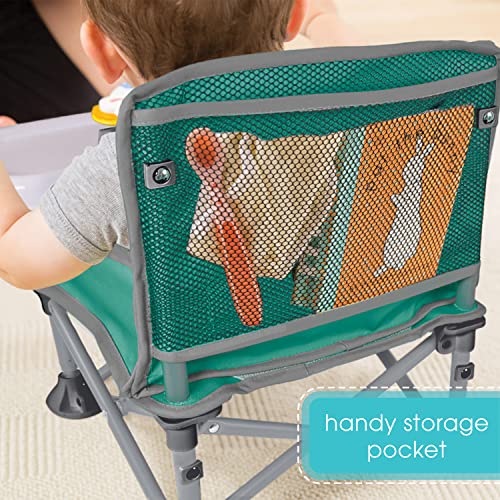 Summer by Bright Starts Pop 'N Sit Portable Booster Chair, Floor Seat, Indoor/Outdoor Use, Compact Fold, Teal, 6 Mos - 3 Yrs