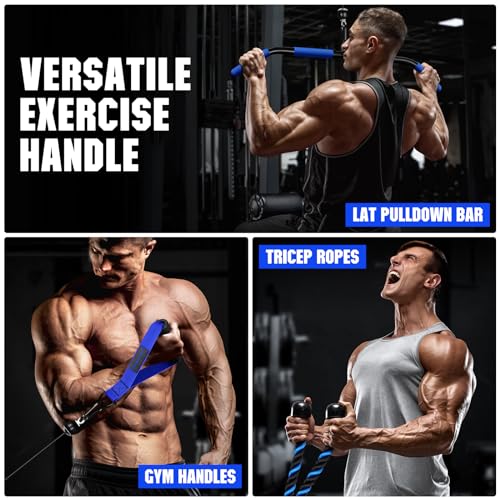 Fitness LAT and Lift Pulley System Gym - Upgraded LAT Pull Down Cable Machine Attachments, Loading Pin, Handle and Tricep Rope, for Biceps Curl, Forearm, Triceps Exercise Gym Equipment