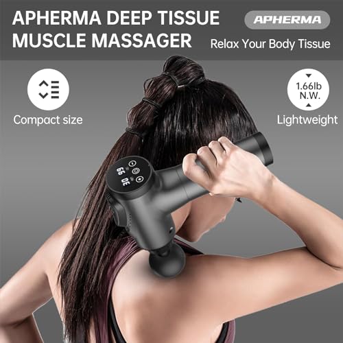 Massage Gun, Muscle Massage Gun for Athletes Handheld Electric Deep Tissue Back Massager, Percussion Massage Device for Pain Relief with 30 Speed Levels 9 Heads