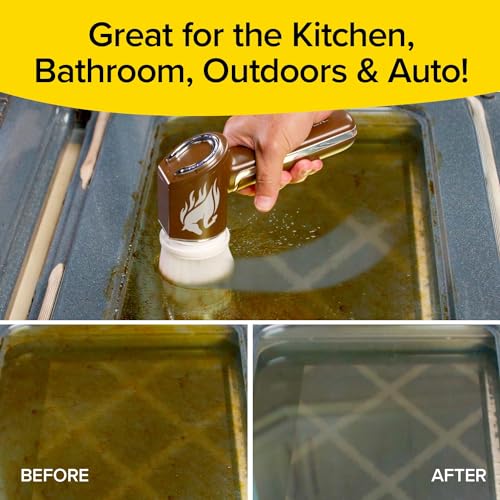 Horsepower Handheld Waterproof Power Scrubber, Spins, 350 RPM, 5 Brush Heads, AS-SEEN-ON-TV, Cleans Dirt & Grime from Tile, Grout, Bathrooms, Kitchen, Auto Rims, Outdoor Furniture & More,Rechargeable