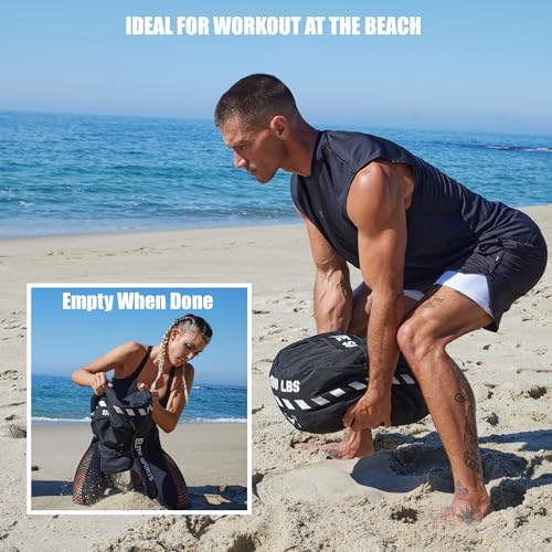 Elite Sports Workout Sandbag, Heavy-Duty Strongman Sand Bags for Full-Body & Core Training, Weight Lifting, Combat Conditioning