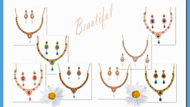 Touchstone Indian jewelry sets for women necklace set red green wedding artificial jewellery kundan gold earrings choker temple costume bollywood traditional sangeet necklaces in antique gold tone